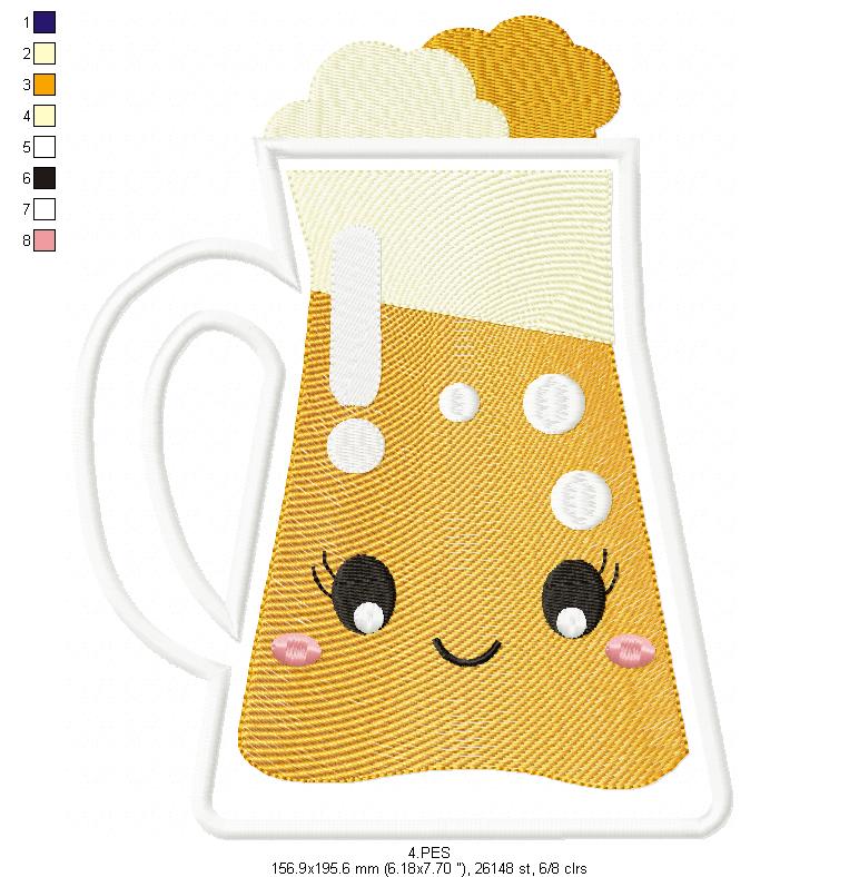 Oktoberfest -   Draft beer  - Germany  -  Applique  - 6 sizes -  Machine Embroidery Design