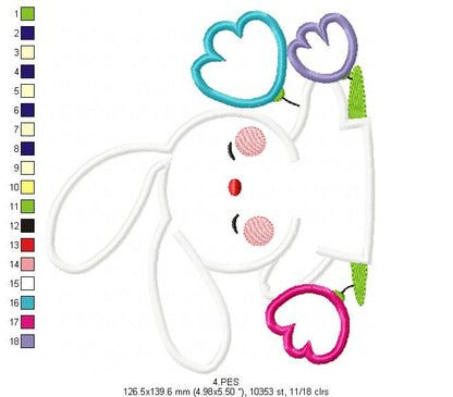 Cute bunny in the burrow - Applique