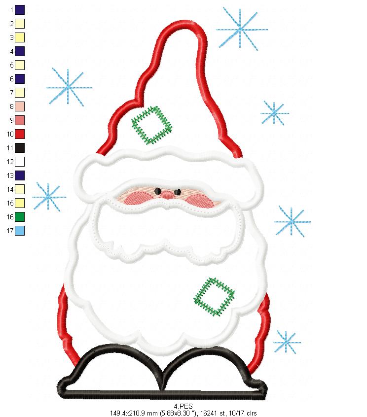 Santa Claus  - Applique -6 Sizes - Applique - Machine Embroidery Designs