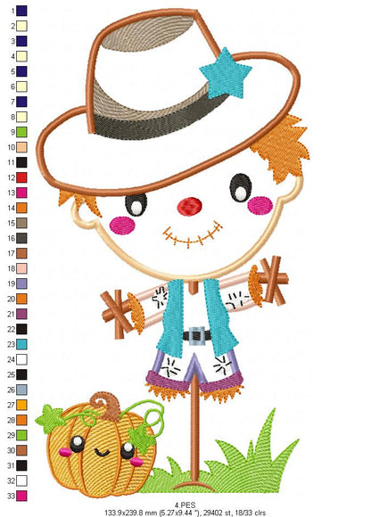 Straw Man- Applique / Fill Stitch - 6 Sizes - Machine Embroidery Design