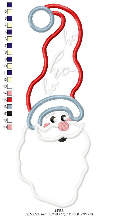 Santa Claus Ho Ho Ho  - Applique - 6 Sizes - Machine Embroidery Designs
