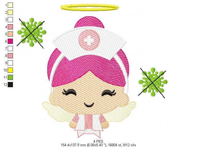 Nurse Embroidery Fill Stitch - 6 sIzes  - Machine Embroidery Design