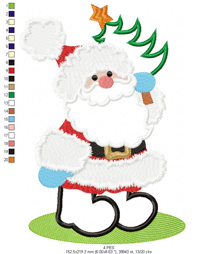 Santa Claus -  Applique / Fill Stitch - 6 Sizes - Christmas - Machine Embroidery Design