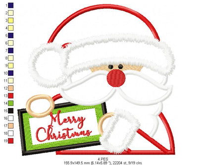 Santa Claus Merry Christmas - Applique - 6 Sizes - Machine Embroidery Designs