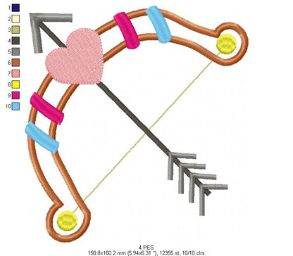 Bow and arrow Boho embroidery - Applique - 6 Sizes  - Machine Embroidery Design