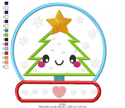 Christmas Tree Globe - Applique - 6 Sizes - Machine Embroidery Design