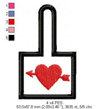 Heart Cupid Keychain - ITH Project - Machine Embroidery Design