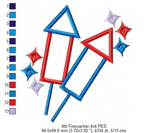 4th of July Firecrackers - Applique
