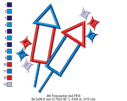 4th of July Firecrackers - Applique