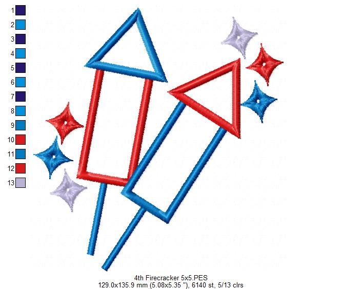 4th of July Firecrackers - Applique