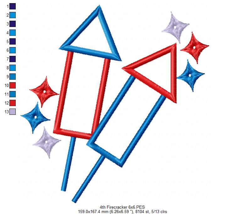 4th of July Firecrackers - Applique