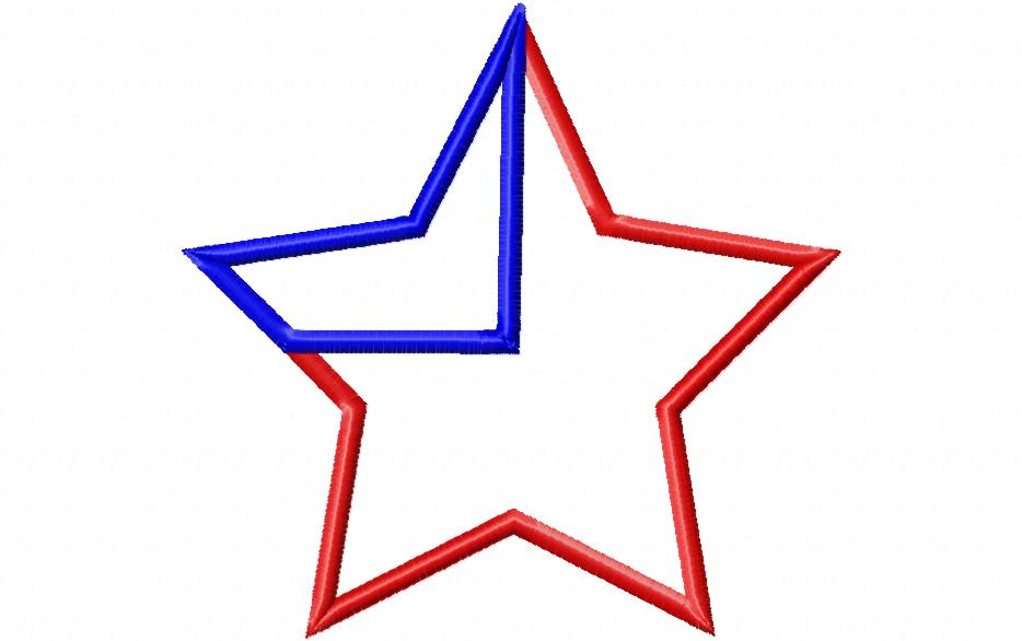 Patriotic Star - Appliqué - Machine Embroidery Design