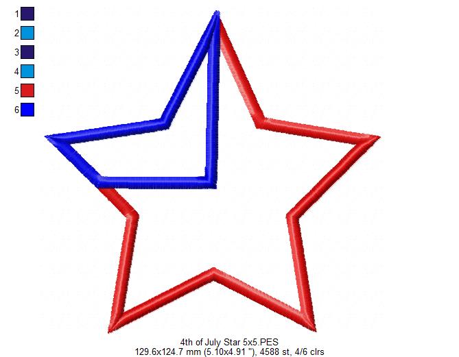 4th of July Star Independence Day - Applique - Machine Embroidery Design