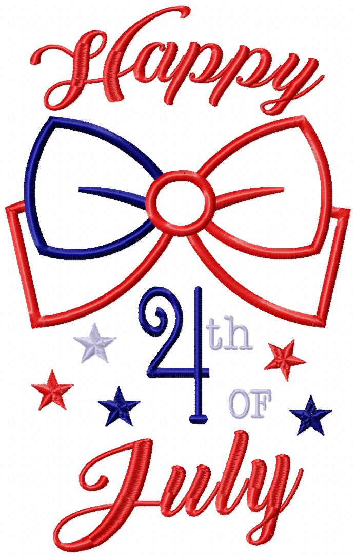 Happy 4th of July Bow - Applique