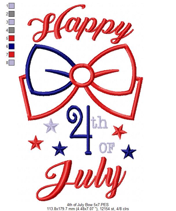 Happy 4th of July Bow - Applique