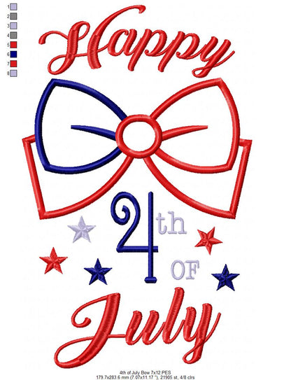 Happy 4th of July Bow - Applique