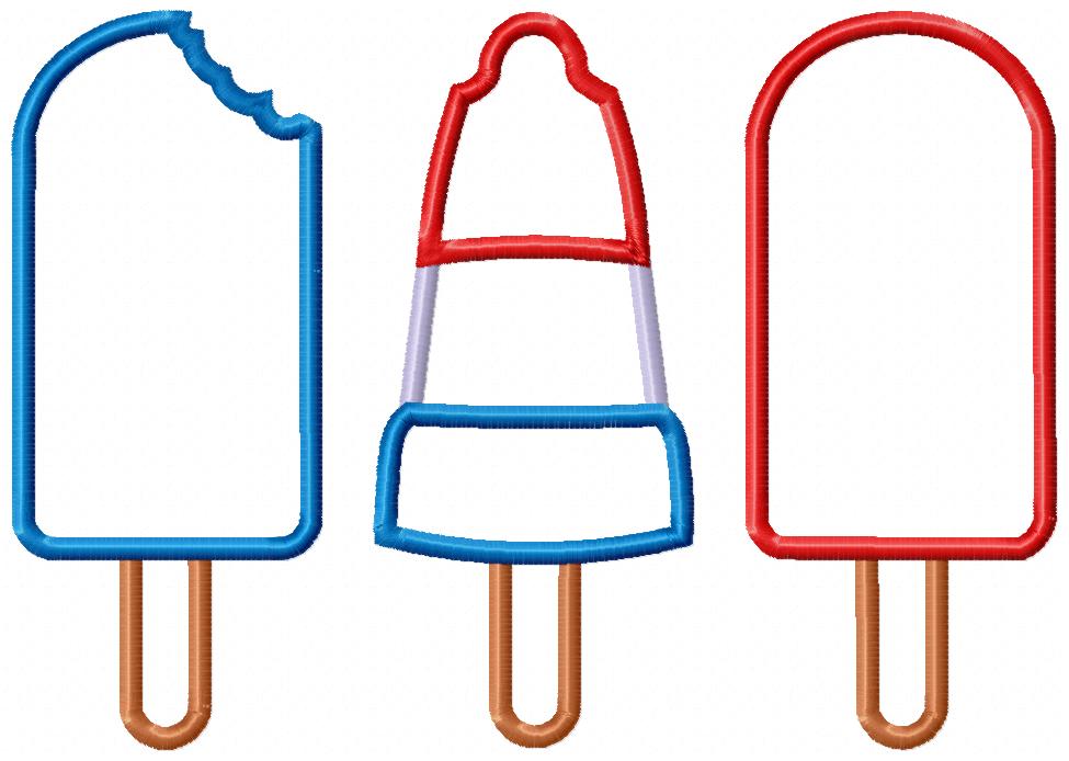 Summer 4th of July Popsicles - Applique Embroidery