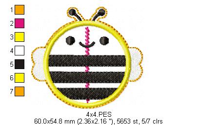 Pacifier Holder Bee - ITH Project - Machine Embroidery Design