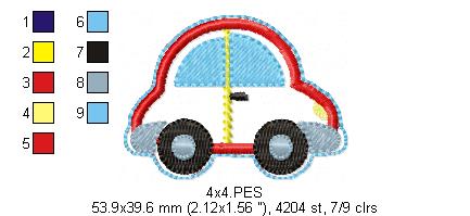 Pacifier Holder Car - Hoop 4x4 - Applique - Machine Embroidery Design