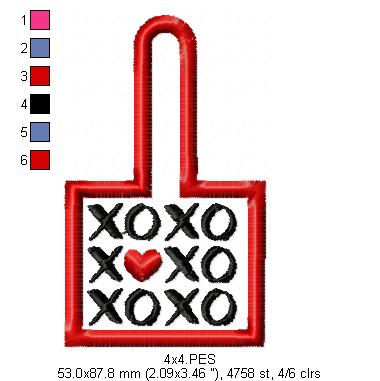 XOXO Keychain - ITH Project - Machine Embroidery Design