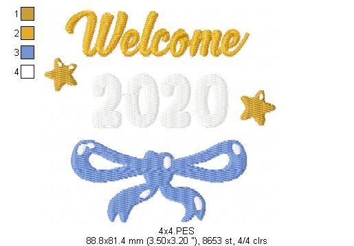 Welcome New Year 2020 - Fill Stitch -   Machine Embroidery Design