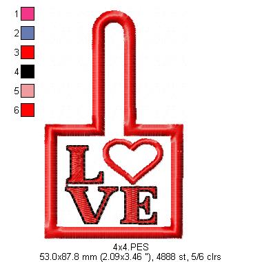 Love Keychain - ITH Project - Machine Embroidery Design