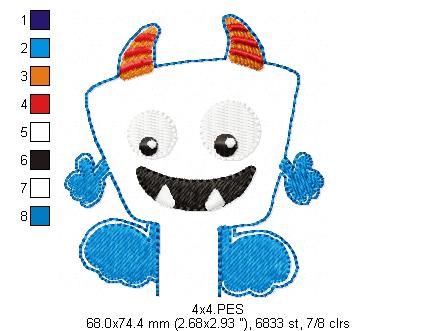 Pencil Topper Little Monster - ITH Project - Machine Embroidery Design