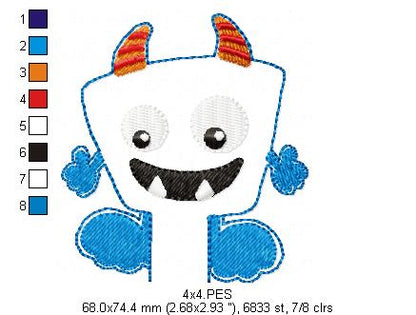 Pencil Topper Little Monster - ITH Project - Machine Embroidery Design