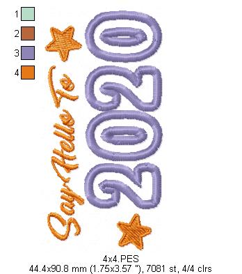 New Year Machine Embroidery Applique Design