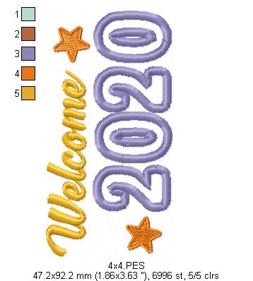 Welcome New Year Machine Embroidery Applique Design