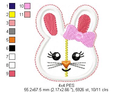 Bunny Girl Pacifier Holder - ITH Project - Machine Embroidery Design