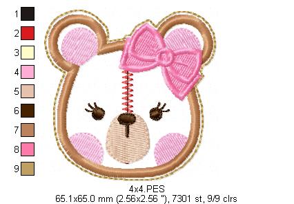 Teddy Bear Girl Pacifier Holder - ITH Project - Machine Embroidery Design