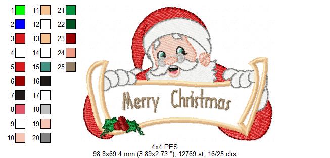 Santa Claus Merry Christmas - Applique