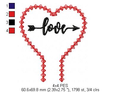 Love Pencil Topper - ITH Project - Machine Embroidery Design