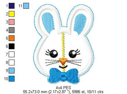 Pacifier Holder Bunny Boy - ITH Project - Machine Embroidery Design
