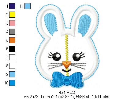 Pacifier Holder Bunny Boy - ITH Project - Machine Embroidery Design