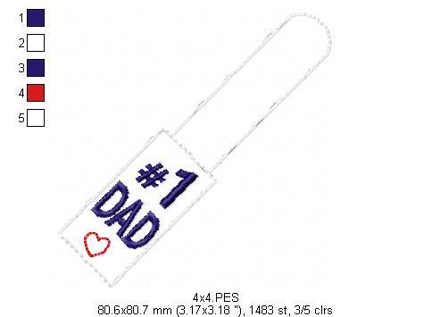 #1 Dad Keychain - Machine Embroidery Design - DooBeeDoo Embroidery Designs