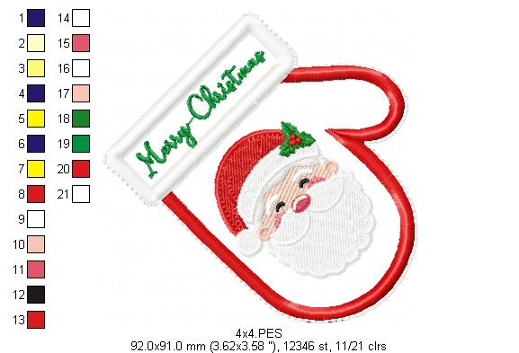 Christmas Santa Cutlery Holder - ITH Project - Machine Embroidery Design