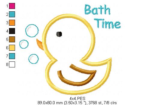 Bath Time - Applique - Machine Embroidery Design
