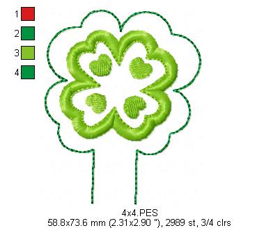 Pencil Topper Clover - ITH Project - Machine Embroidery Design