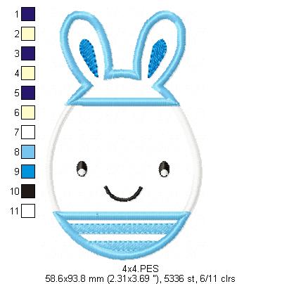 Easter Egg Boy  - Applique  - Machine Embroidery Design