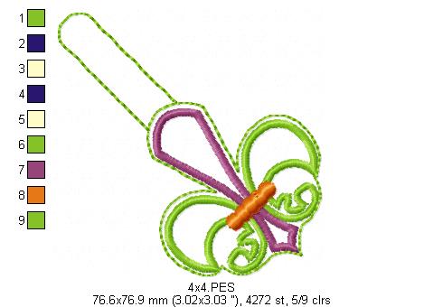 Mardi Gras Keychain - ITH Project - Machine Embroidery Design