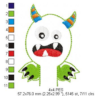 Pencil Topper Little Monster - ITH Project - Machine Embroidery Design