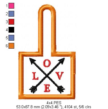Love Arrows Keychain - ITH Project - Machine Embroidery Design