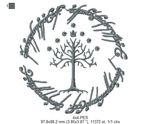 The Ring and The White Tree of Gondor - Fill Stitch