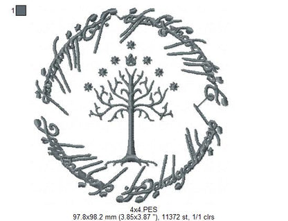The Ring and The White Tree of Gondor - Fill Stitch
