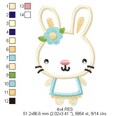 Easter  Bunny - Applique  - Machine Embroidery Design