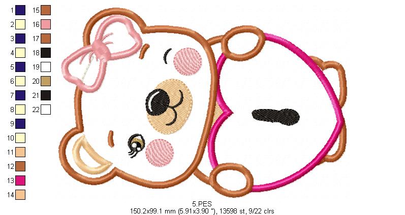 Couple of teddy bears key and lock - Applique - Machine Embroidery Designs