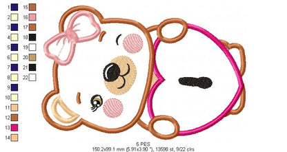 Couple of teddy bears key and lock - Applique - Machine Embroidery Designs