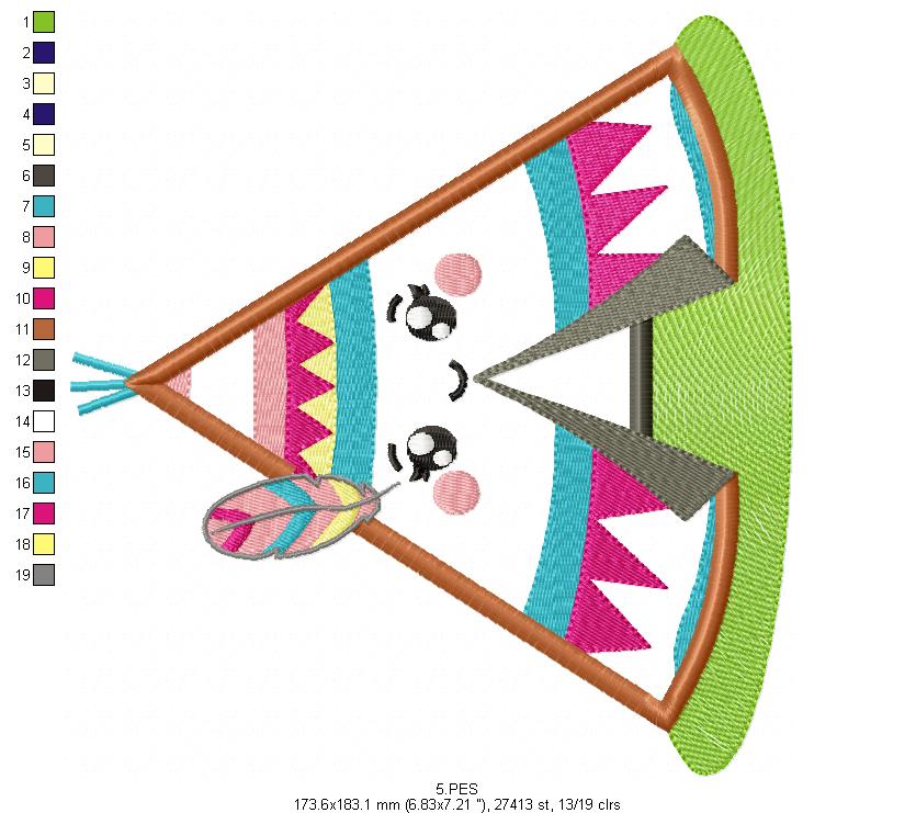 Tee Pee Boho embroidery - Applique - 6 Sizes  - Machine Embroidery Design